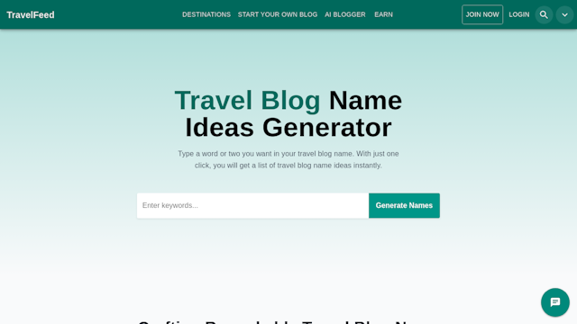 Travel Blog Name Ideas Generator